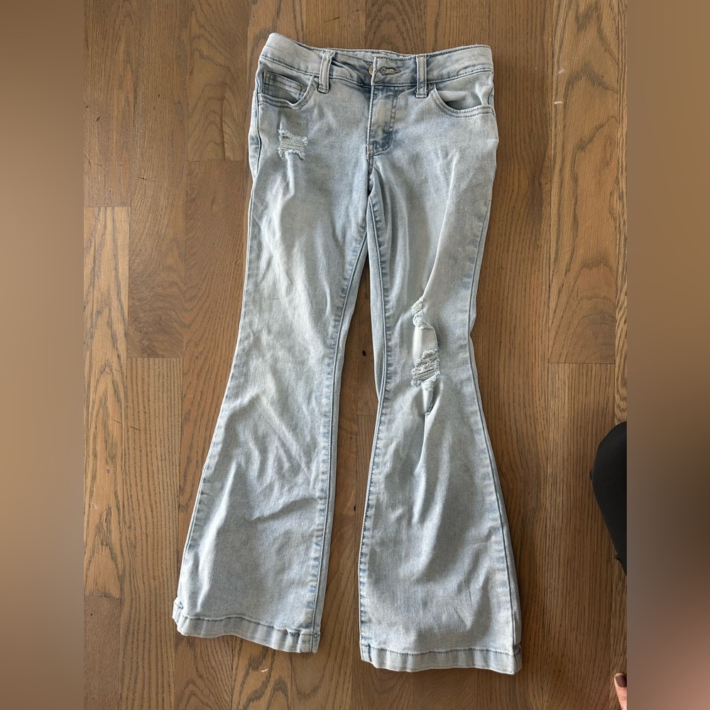 Girls flare jeans, light wash, size 10
